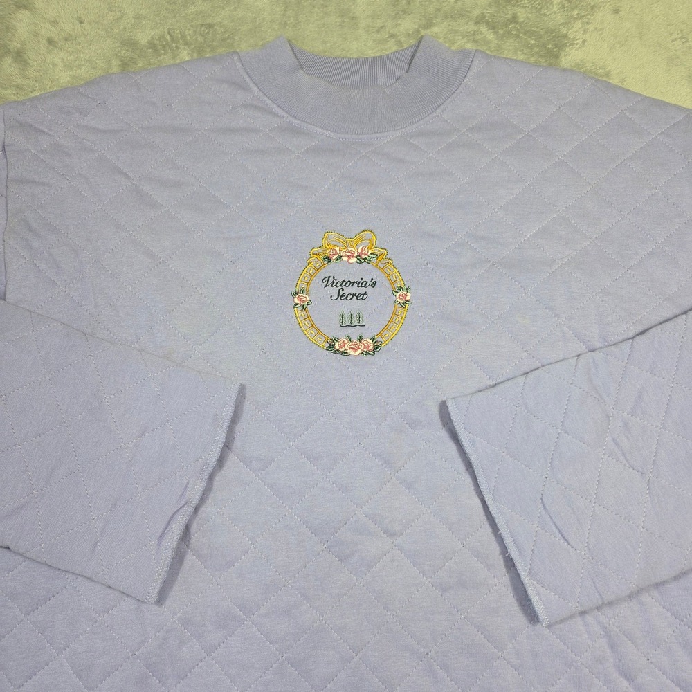 Vintage Victorias Secret Quilted Pullover Top Sweatshirt Embroidered Retro Chic - Picture 4 of 6